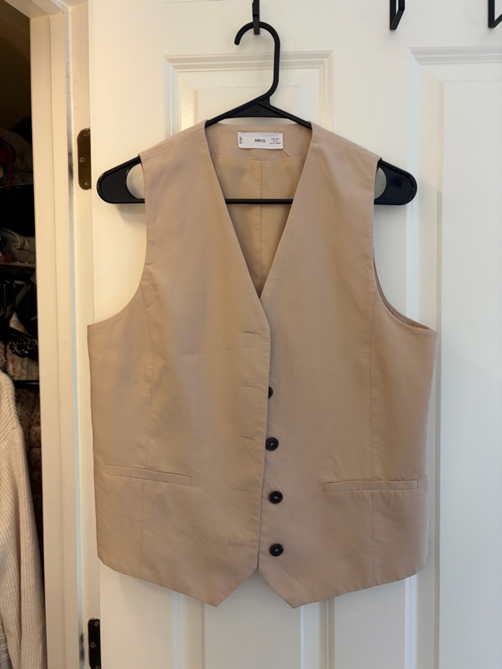 Mango Neutral Beige Sleeveless Blazer Vest